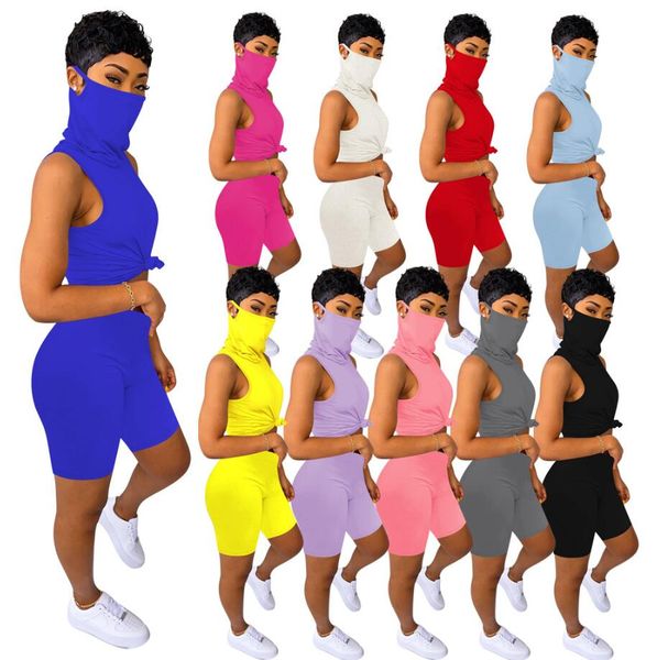 women summer two piece outfit shorts tracksuits sleeveless vest with face mask bodycon biker shorts casual sports outfits jogging suit wf619, Gray
women summer two piece outfit shorts tracksuits sleeveless vest with face mask bodycon biker shorts casual sports outfits jogging suit wf619, Gray