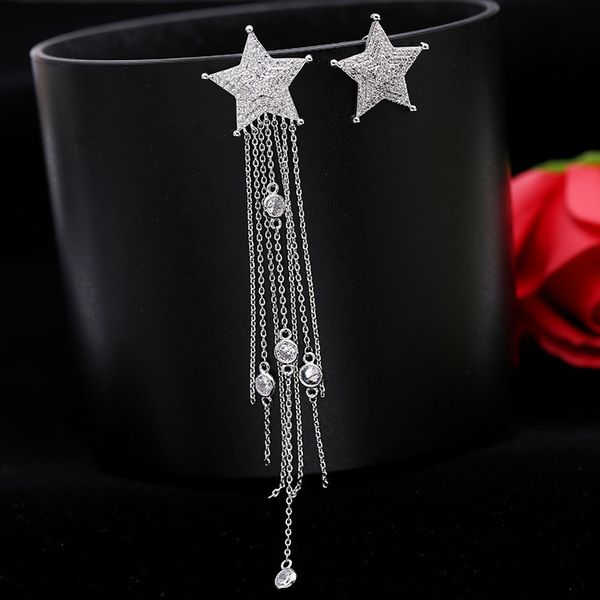 swour new fashion jewelry 925 silver needle cz austria crystal star design long tassel mismatched dangle earrings for women s388, Golden
swour new fashion jewelry 925 silver needle cz austria crystal star design long tassel mismatched dangle earrings for women s388, Golden