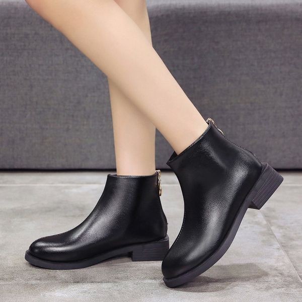 women autumn winter flock ankle boots slip-on round toe 4cm square heel solid casual black booties women shoes
women autumn winter flock ankle boots slip-on round toe 4cm square heel solid casual black booties women shoes