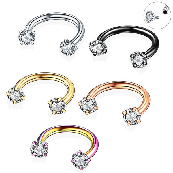 double headed zircon nose ring piercing jewelry c shaped eyebrow nail lip 316l stainless steel 5 color nose hope, Silver
double headed zircon nose ring piercing jewelry c shaped eyebrow nail lip 316l stainless steel 5 color nose hope, Silver