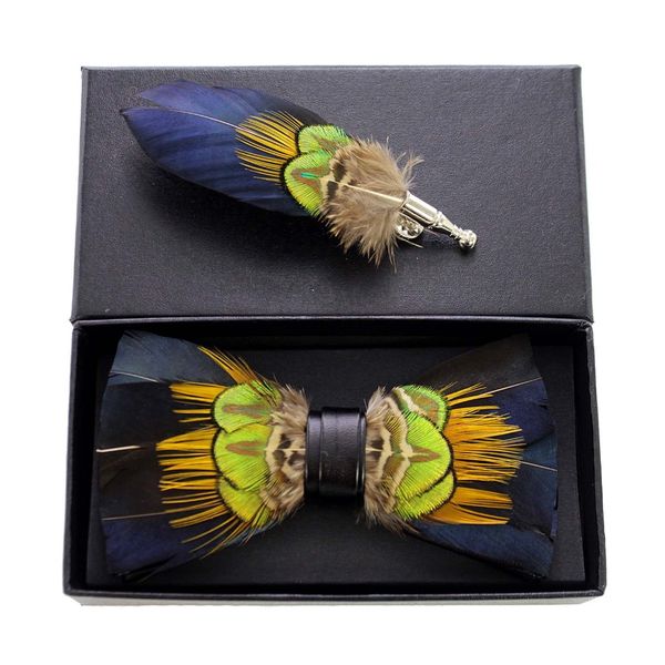 gusleson new fashion handmade mens feather and leather bow tie brooch set pre-tied bowtie for wedding party with gift box, Blue;purple
gusleson new fashion handmade mens feather and leather bow tie brooch set pre-tied bowtie for wedding party with gift box, Blue;purple