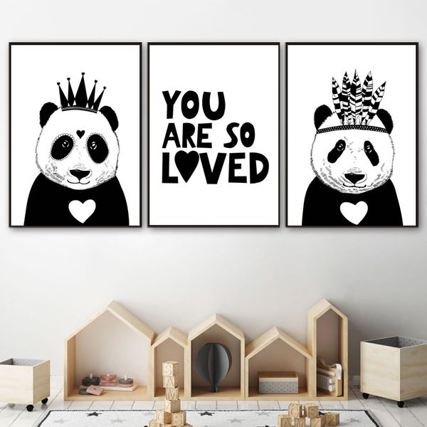crown panda love quotes cartoon nordic posters and prints wall art canvas painting black white wall pictures for kids room decor
crown panda love quotes cartoon nordic posters and prints wall art canvas painting black white wall pictures for kids room decor