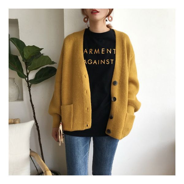 women cardigans sweater v neck solid loose knitwear single breasted casual knit cardigan outwear winter jacket coat, White
women cardigans sweater v neck solid loose knitwear single breasted casual knit cardigan outwear winter jacket coat, White