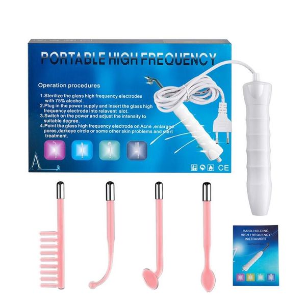 Professional High Frequency Facial Derma Beauty Violet Ray Wand Acne Treatment With 4 Electrodes Violet Ray Beauty Equipment For Home Use