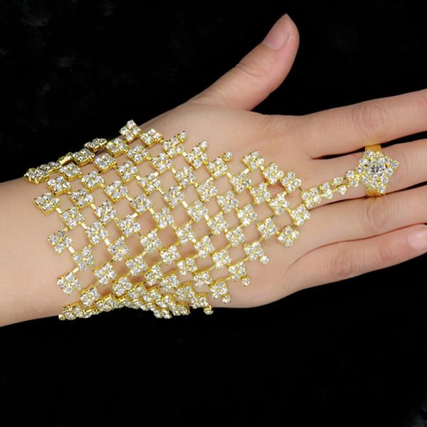 luxury crystal bride wedding gloves fashion classic gold silver color hand chain bridal glove bracelets wedding accessories, Black
luxury crystal bride wedding gloves fashion classic gold silver color hand chain bridal glove bracelets wedding accessories, Black