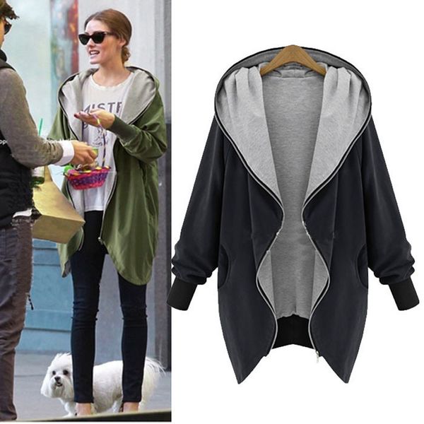 women's fashion outcoats zipper hoodie loose kapuzen jacket parka trench coat windbreaker winter sweater outcoat casual new, Black
women's fashion outcoats zipper hoodie loose kapuzen jacket parka trench coat windbreaker winter sweater outcoat casual new, Black