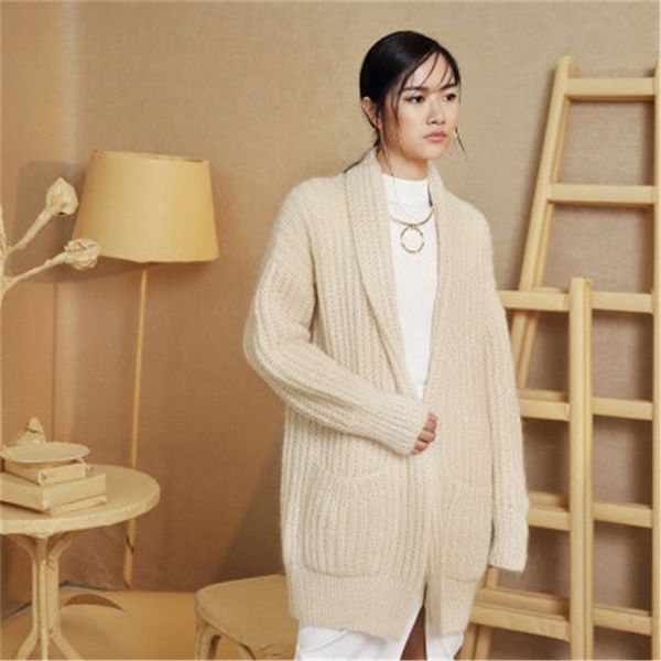 new arrival 100% hand made wool knit women fashion vneck solid long loose cardigan sweater one&over size, White
new arrival 100% hand made wool knit women fashion vneck solid long loose cardigan sweater one&over size, White