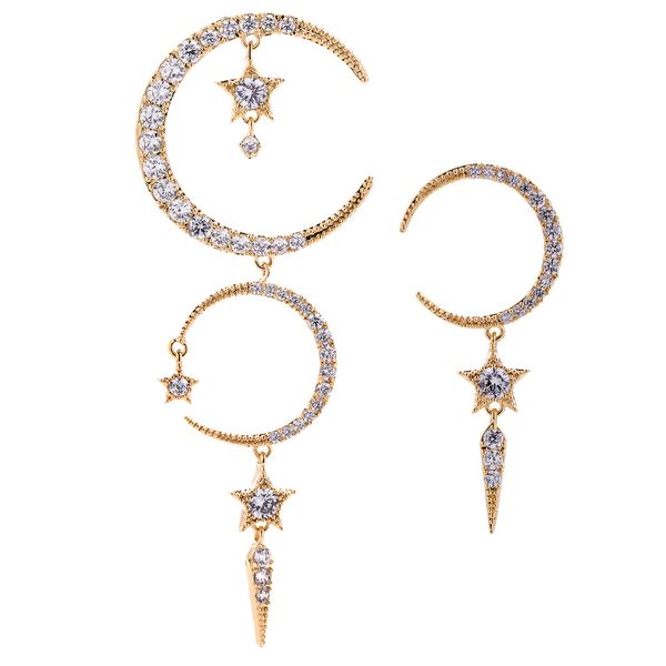 925 stars and moons with asymmetrical studs earrings personality web celebrity exaggerated earring long eardrop q266, Golden
925 stars and moons with asymmetrical studs earrings personality web celebrity exaggerated earring long eardrop q266, Golden