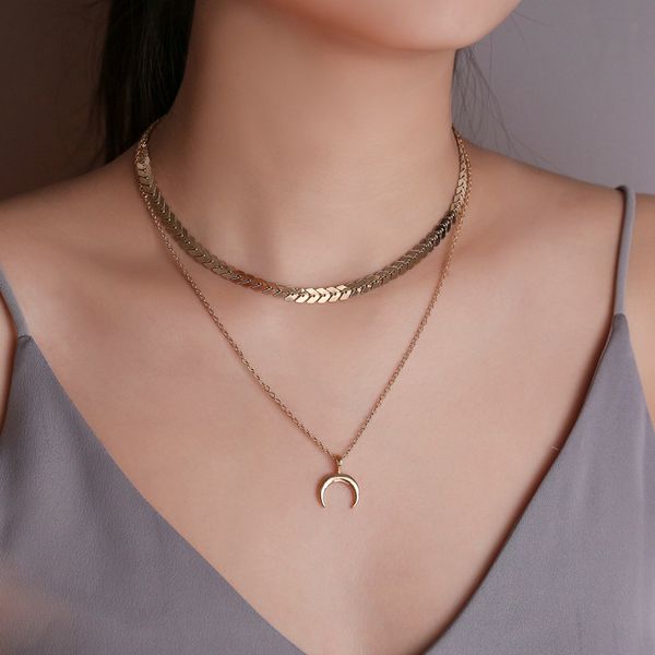 bohemian moon choker necklace for women vintage multilayer pendant necklace gold color moon horn crescent jewelry, Silver
bohemian moon choker necklace for women vintage multilayer pendant necklace gold color moon horn crescent jewelry, Silver