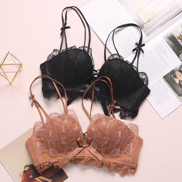 lace new backless fashion embroidery flower bow bra bra push-up ladies underwear comfortable adjustable wireless, Red;black
lace new backless fashion embroidery flower bow bra bra push-up ladies underwear comfortable adjustable wireless, Red;black