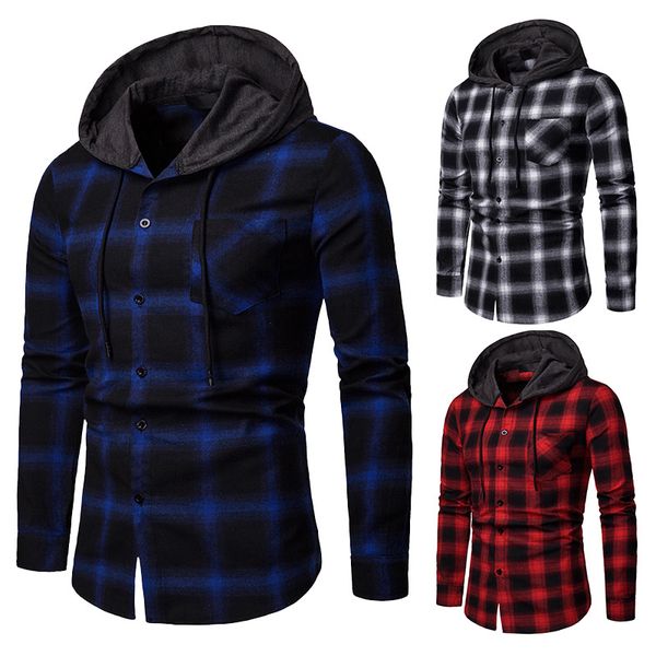 mens shirts new arrrival spring and autumn plaid casual hooded long-sleeve shirt, White;black
mens shirts new arrrival spring and autumn plaid casual hooded long-sleeve shirt, White;black