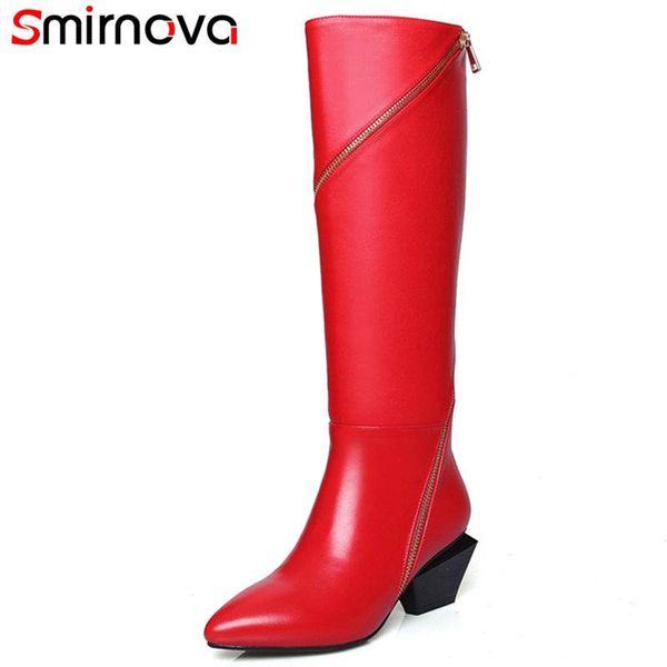 smirnova 2018 new arrival fashion pointed toe knee high boots for women spiral zip genuine leather boots high heels winter, Black
smirnova 2018 new arrival fashion pointed toe knee high boots for women spiral zip genuine leather boots high heels winter, Black