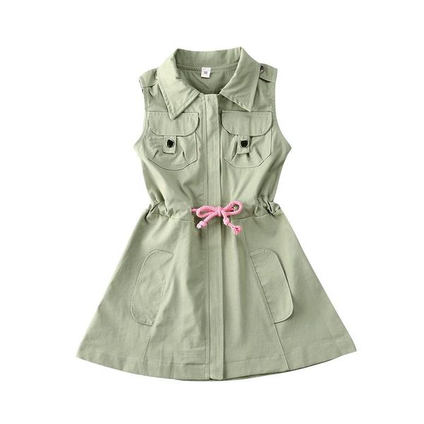 children solid color dress lapel zipper dress with pocket and drawstring girls sleeveless clothes 1-7t, Red;yellow
children solid color dress lapel zipper dress with pocket and drawstring girls sleeveless clothes 1-7t, Red;yellow