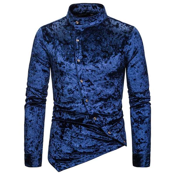 men's shirt men's spring and autumn new stand collar asymmetric slim print shirt nightclub velvet long sleeve casual, White;black
men's shirt men's spring and autumn new stand collar asymmetric slim print shirt nightclub velvet long sleeve casual, White;black