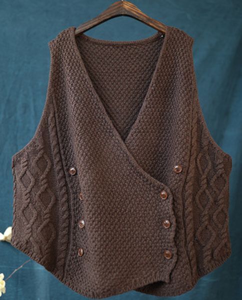 women's vests vintage knitted solid color button casual loose women asymmetry sleeveless coats, Black;white
women's vests vintage knitted solid color button casual loose women asymmetry sleeveless coats, Black;white