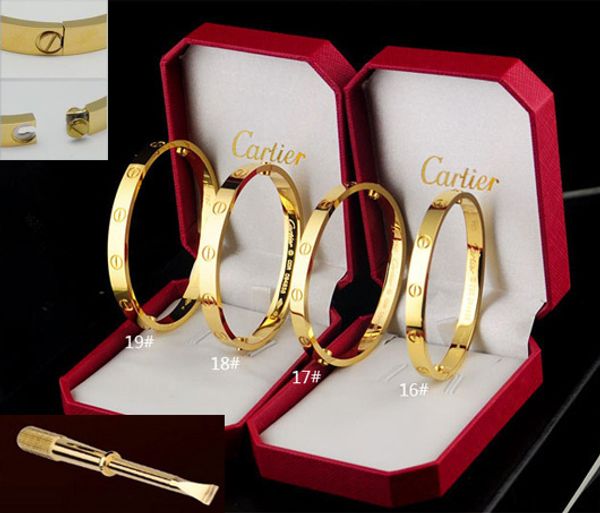 Cla ic de igner cartier jewelry gold 316l tainle teel crew bangle bracelet with crewdriver and original box men and women love 3
Cla ic de igner cartier jewelry gold 316l tainle teel crew bangle bracelet with crewdriver and original box men and women love 3