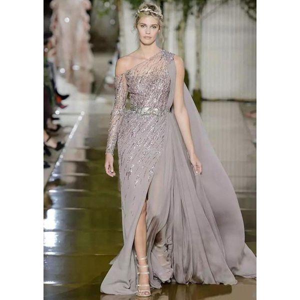 2020 new luxury zuhair murad one shoulder prom dresses with beads crystal high split side celebrity evening gowns custom made, Black
2020 new luxury zuhair murad one shoulder prom dresses with beads crystal high split side celebrity evening gowns custom made, Black