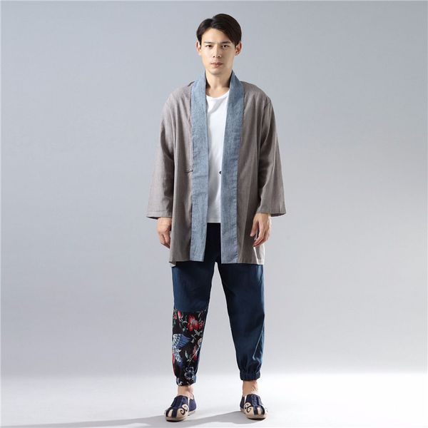 hisenky long sleeve shirt mens kimono cardigan casual cotton linen clothing chinese hanfu contrast color blouse trenchcoat, Tan;black
hisenky long sleeve shirt mens kimono cardigan casual cotton linen clothing chinese hanfu contrast color blouse trenchcoat, Tan;black