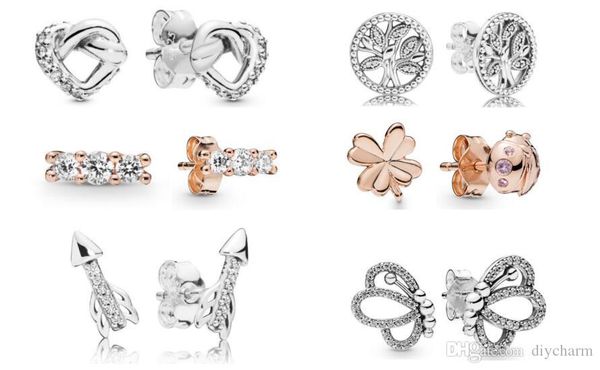 2019 матери день завязывается сердца серьги коты серьги 100% 925 стерлингового серебра серьги стержня пригонки для пандора прелести оптовой, Golden;silver 
2019 матери день завязывается сердца серьги коты серьги 100% 925 стерлингового серебра серьги стержня пригонки для пандора прелести оптовой, Golden;silver