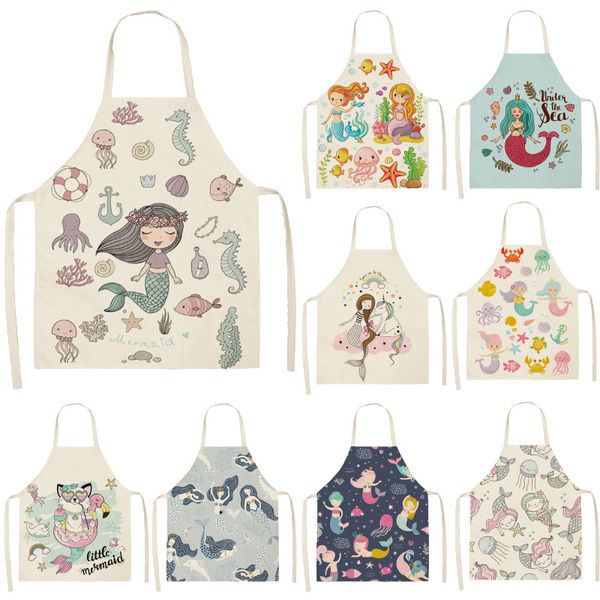 cute mermaid printed sleeveless aprons kitchen women cotton linen pinafore home cooking baking waist bib 53*65cm wql0157
cute mermaid printed sleeveless aprons kitchen women cotton linen pinafore home cooking baking waist bib 53*65cm wql0157