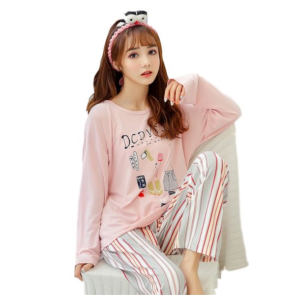 2019 spring long sleeved pajamas set for women nightgown sweet girl sleepwear suit autumn two-piece student casual, Blue;gray
2019 spring long sleeved pajamas set for women nightgown sweet girl sleepwear suit autumn two-piece student casual, Blue;gray