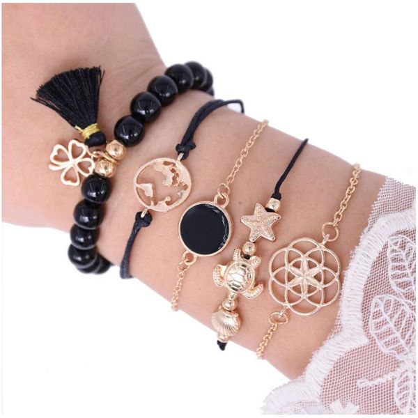 bracelet set bule black beaded bracelet with tassel pendant flower star map shell turtle compass charm rope gold color plated metal chain
bracelet set bule black beaded bracelet with tassel pendant flower star map shell turtle compass charm rope gold color plated metal chain