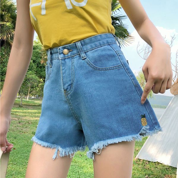new summer denim shorts women 2019 harajuku fruit pineapple embroidered denim shorts loose high waist retro tassel pants, Blue
new summer denim shorts women 2019 harajuku fruit pineapple embroidered denim shorts loose high waist retro tassel pants, Blue