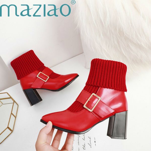 womens leather mid calf boots heels winter cowhide retro square toe knitting belt buckle high heels balck big size 34-48 maziao, Black
womens leather mid calf boots heels winter cowhide retro square toe knitting belt buckle high heels balck big size 34-48 maziao, Black
