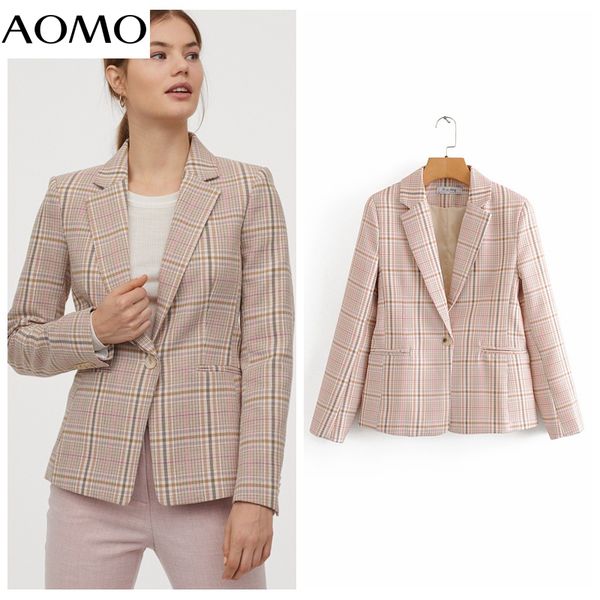 aomo women vintage plaid blazer female one button elegant jacket ladies work wear blazer formal suits da29a, White;black
aomo women vintage plaid blazer female one button elegant jacket ladies work wear blazer formal suits da29a, White;black