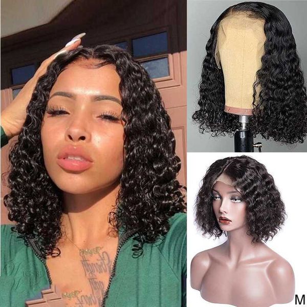 lace wigs bob wig curly front 13x4 human hair maxine remy short 150%, Black;brown