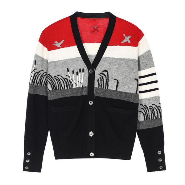 new women s clothing v neck color matching pure wool knitting cardigan f9155 grass pattern, White;black
new women s clothing v neck color matching pure wool knitting cardigan f9155 grass pattern, White;black