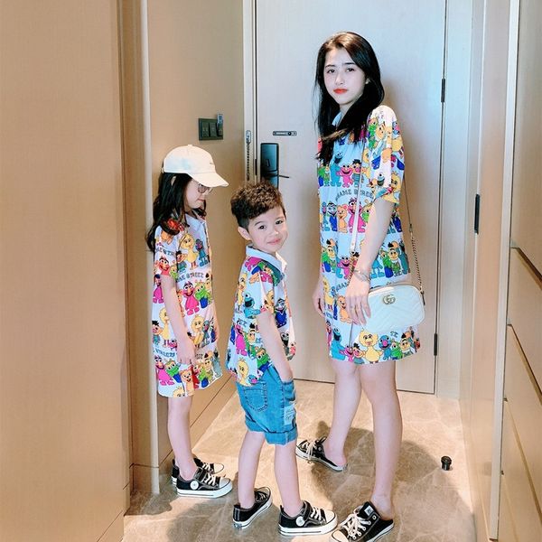 parent child dress 2020 summer korean children's short sleeve cartoon collar medium length dress mother daughter mother chi, Blue
parent child dress 2020 summer korean children's short sleeve cartoon collar medium length dress mother daughter mother chi, Blue