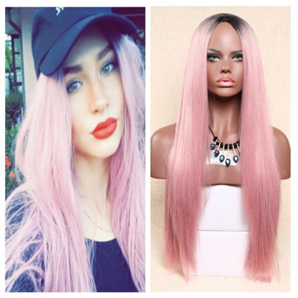 150% density silky straight synthetic lace blond front wigs pink heat resistant wigs with natural part wig for women bea127, Black
150% density silky straight synthetic lace blond front wigs pink heat resistant wigs with natural part wig for women bea127, Black