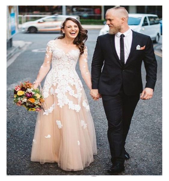 nude tulle white lace wedding dresses illusion long sleeve sheer neck a line floor length bridal gowns customize plus size
nude tulle white lace wedding dresses illusion long sleeve sheer neck a line floor length bridal gowns customize plus size