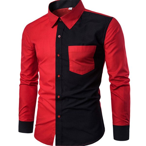 2019 autumn winter new cotton men shirt fashion black red patchwork casual slim long-sleeved shirt camisa masculina, White;black
2019 autumn winter new cotton men shirt fashion black red patchwork casual slim long-sleeved shirt camisa masculina, White;black
