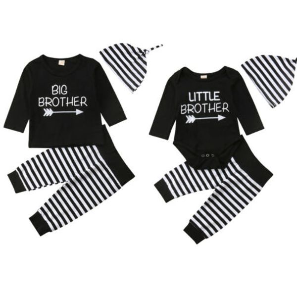 big/little brother matching set baby boy letter print romper striped pants+hat 3pcs toddler outfits clothes set, Blue
big/little brother matching set baby boy letter print romper striped pants+hat 3pcs toddler outfits clothes set, Blue