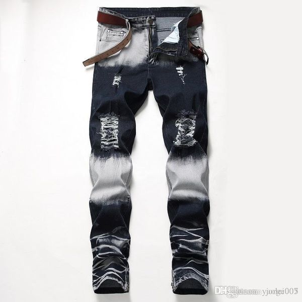 2019 new european and american stretch pants zipper decorative jeans men's hole grinding white tide pants men's clothing, Blue
2019 new european and american stretch pants zipper decorative jeans men's hole grinding white tide pants men's clothing, Blue