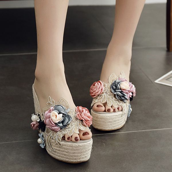 rimocy 12cm wedges super high heels slippers women summer new transparent pearl flower platform slides woman beach shoes female, Black
rimocy 12cm wedges super high heels slippers women summer new transparent pearl flower platform slides woman beach shoes female, Black