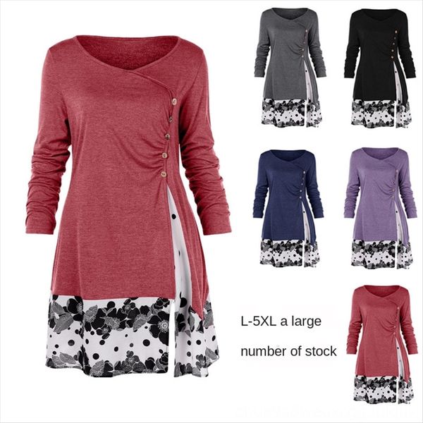 2019 large size women's printing stitching irregular long shirt with split fork 2019 large size women's printing stitching irregul, White
2019 large size women's printing stitching irregular long shirt with split fork 2019 large size women's printing stitching irregul, White