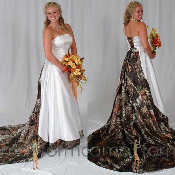 Vintage Plus Size Camo Wedding Dresses Bridal Gowns Strapless Lace-up Back Sweep Train A Line Custom Made Satin Wedding Dresses
Vintage Plus Size Camo Wedding Dresses Bridal Gowns Strapless Lace-up Back Sweep Train A Line Custom Made Satin Wedding Dresses