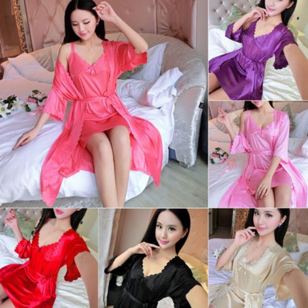 us lingerie women silk lace robe dress babydoll nightdress sleepwear kimono, Black;red
us lingerie women silk lace robe dress babydoll nightdress sleepwear kimono, Black;red