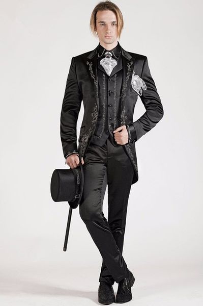 latest black tailored satin wedding suit for men 3 pieces custom made tuxedos mandarin lapel prom latest design slim blazer, White;black
latest black tailored satin wedding suit for men 3 pieces custom made tuxedos mandarin lapel prom latest design slim blazer, White;black