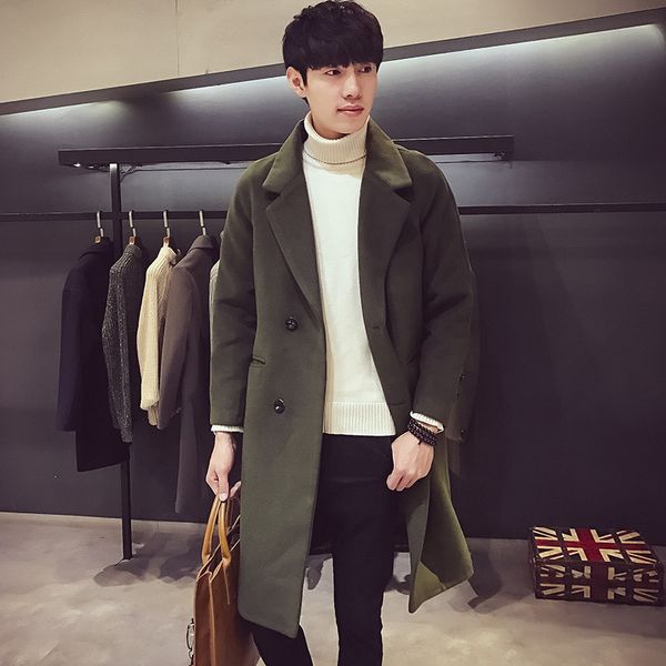 turn down collar casual men winter wool blend coat england style korean style wool overcoat and jacket outerwear, Black
turn down collar casual men winter wool blend coat england style korean style wool overcoat and jacket outerwear, Black