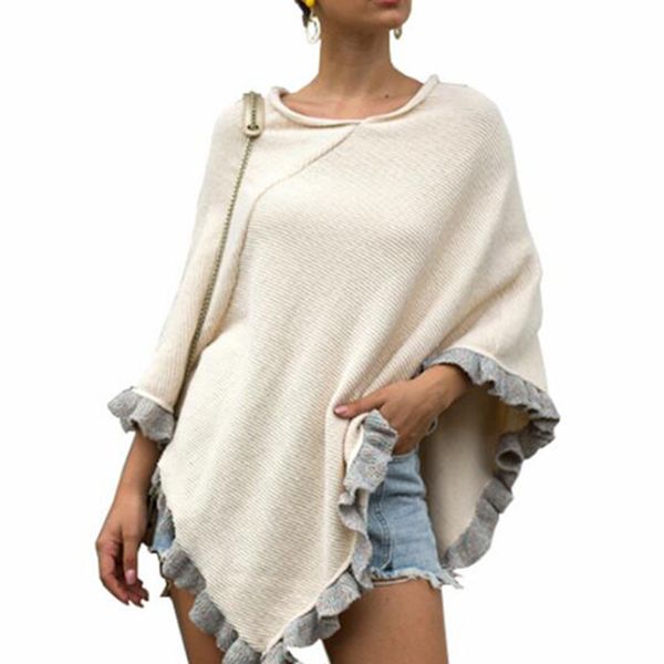 fashion women's knitted cloak shawl crimping pashmina spring warm female flounced hem capes sweater female coat s218, Black
fashion women's knitted cloak shawl crimping pashmina spring warm female flounced hem capes sweater female coat s218, Black