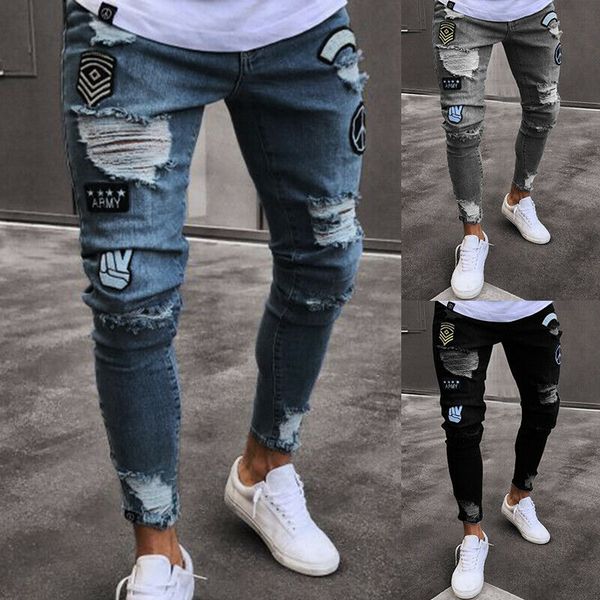 3900# 3 colour s-xxxl men's ripped skinny biker jeans destroyed frayed slim fit denim pants trousers, Blue
3900# 3 colour s-xxxl men's ripped skinny biker jeans destroyed frayed slim fit denim pants trousers, Blue