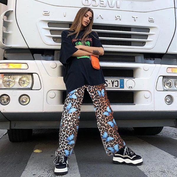 women's leopard butterfly print wide leg pants summer high waist straight slim trousers loose casual pants club party streetwear, Black;white
women's leopard butterfly print wide leg pants summer high waist straight slim trousers loose casual pants club party streetwear, Black;white