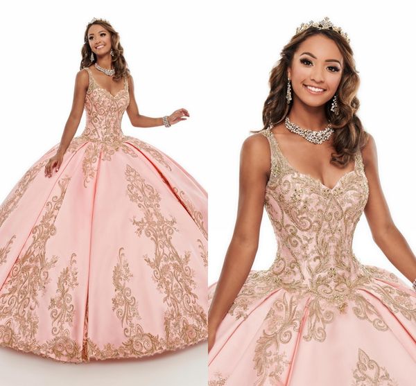 2020 stunning gold embroidery beaded quinceanera dress prom ball gowns sweetheart lace-up cupcake pageant dress sweet 16 girls blush pink, Blue;red