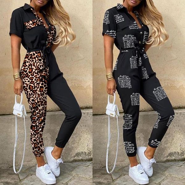 elegant letter print jumpsuit women summer deep v button shirt overalls short sleeve outfits streetwear leopard rompers d30, Black;white
elegant letter print jumpsuit women summer deep v button shirt overalls short sleeve outfits streetwear leopard rompers d30, Black;white