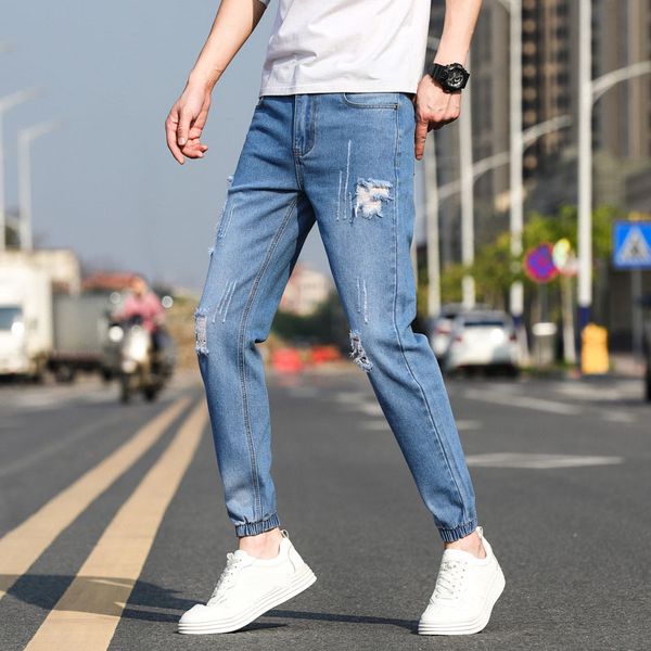 casual cotton ankle length solid denim ripped pants pockets cropped jeans classical casual solid zipper fashion, Blue
casual cotton ankle length solid denim ripped pants pockets cropped jeans classical casual solid zipper fashion, Blue