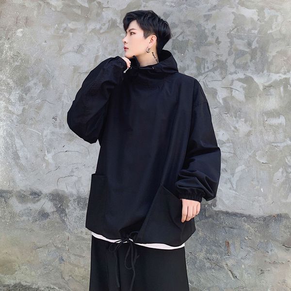 men loose casual drawstring black hooded pullover jacket male japanese streetwear hip hop gothic bomber coat outerwear, Black;brown
men loose casual drawstring black hooded pullover jacket male japanese streetwear hip hop gothic bomber coat outerwear, Black;brown